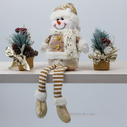 Papai Noel ou Boneco de Neve Sentado Decorativo Natalino com Pernas Longas - Decoração Natal 2025