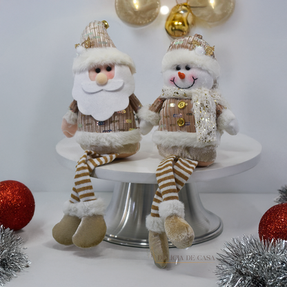 Papai Noel ou Boneco de Neve Sentado Decorativo Natalino com Pernas Longas - Decoração Natal 2025