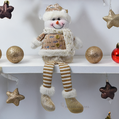 Papai Noel ou Boneco de Neve Sentado Decorativo Natalino com Pernas Longas - Decoração Natal 2025