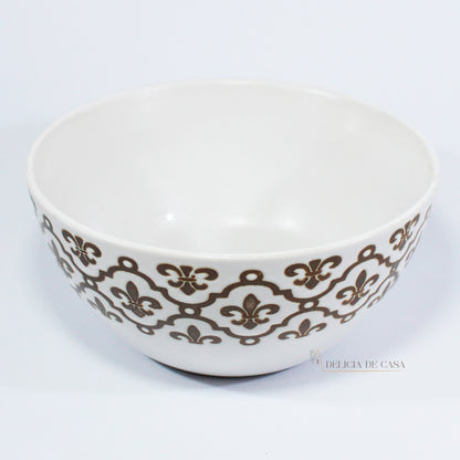 Bowl de Cerâmica Branco e Dourado