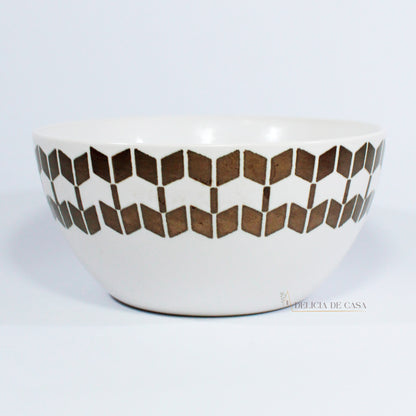 Bowl de Cerâmica Branco e Dourado