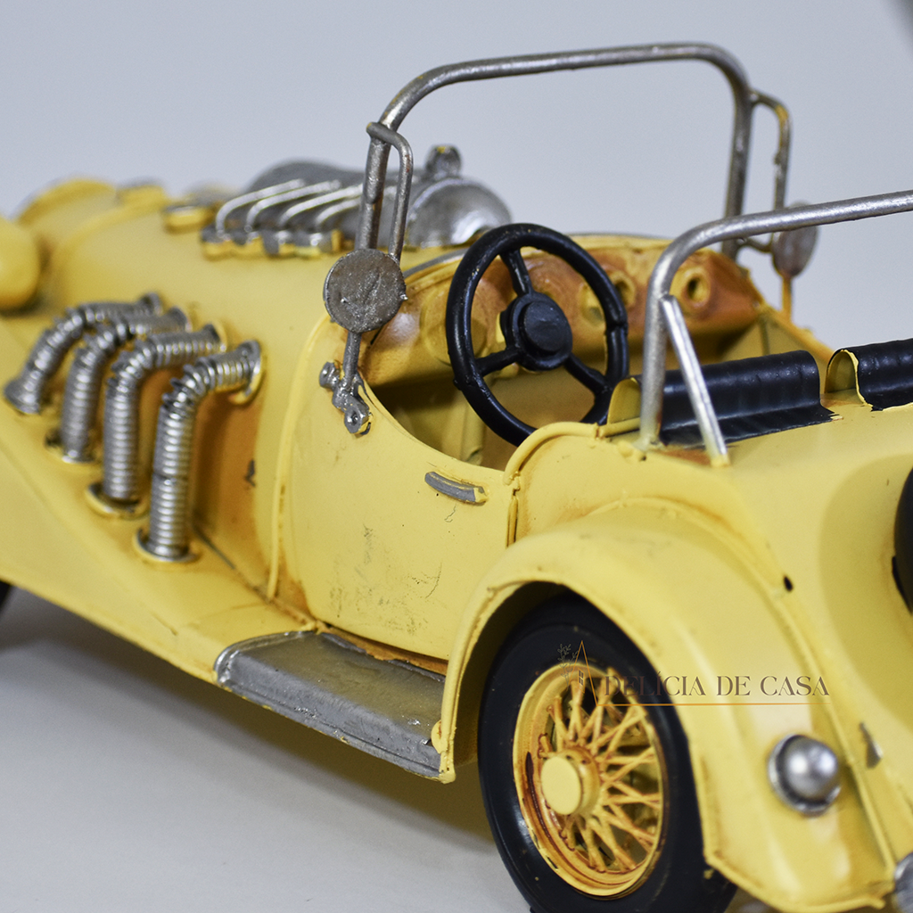 Miniatura Carro Amarelo Conversível Estilo Retrô Vintage Gatsby