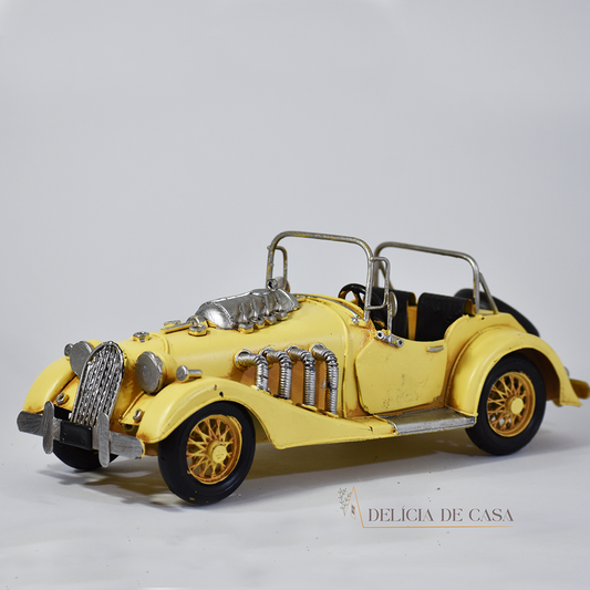 Miniatura Carro Amarelo Conversível Estilo Retrô Vintage Gatsby