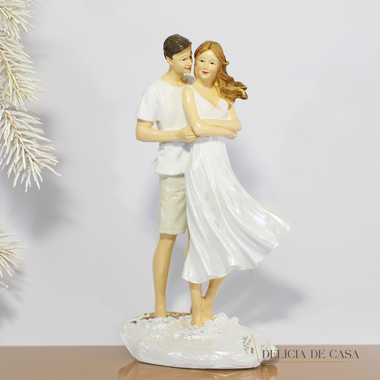 Estátua Decorativa Casal em Resina Dia dos Namorados Decoração para Casa