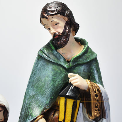 Imagem Sagrada Família Grande em Resina Presépio de Natal Decoração – Escultura Religiosa Natalina 24 cm