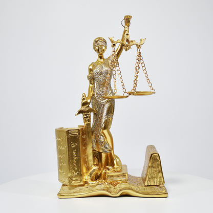 Enfeite Dama da Justiça com Porta-Canetas - Decoração para escritórios