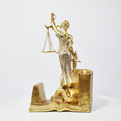 Enfeite Dama da Justiça com Porta-Canetas - Decoração para escritórios