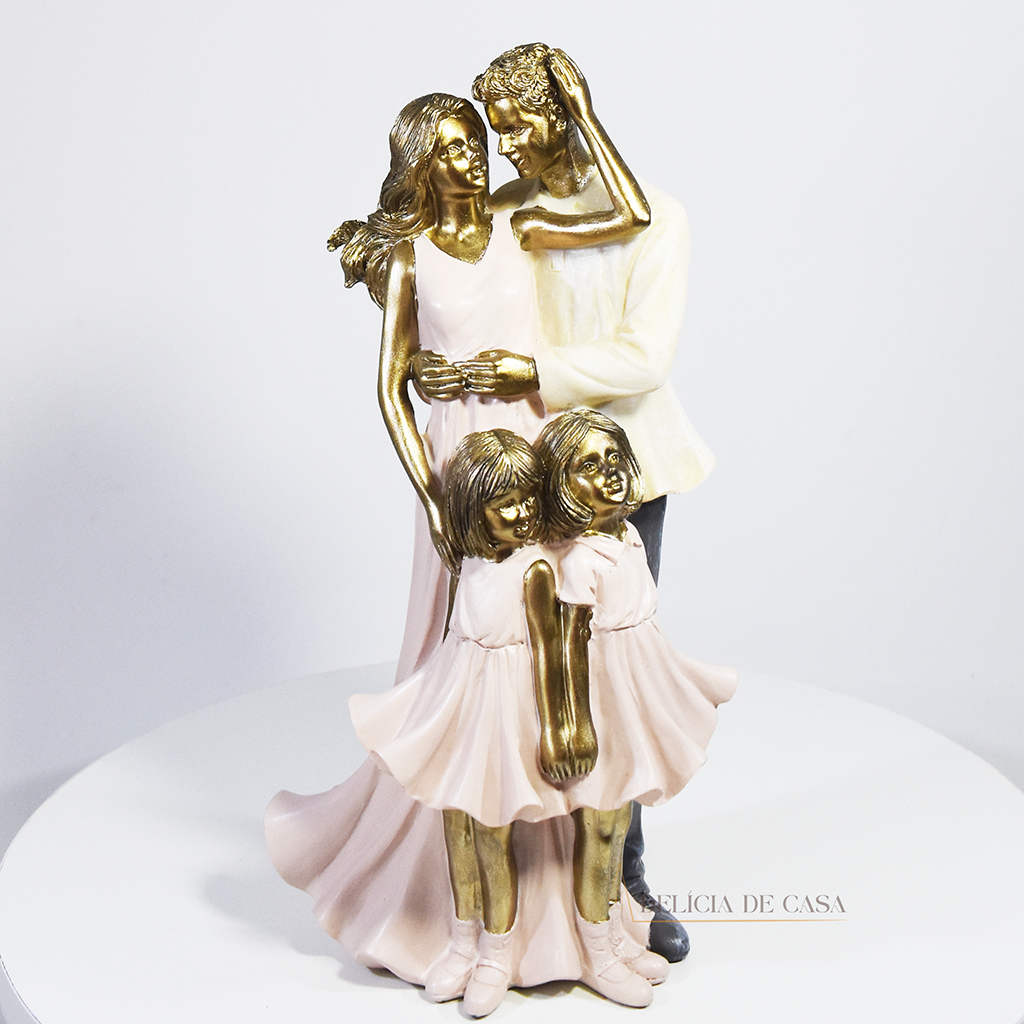 Estatueta Família em Resina Pais e Filhos / Filhas - Decoração para Casa