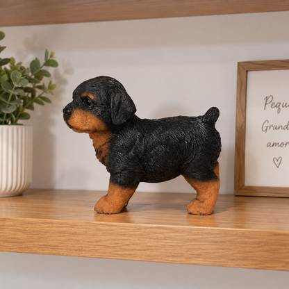 Escultura decorativa de Rottweiler em resina com 14 cm para decoração de casa elegante