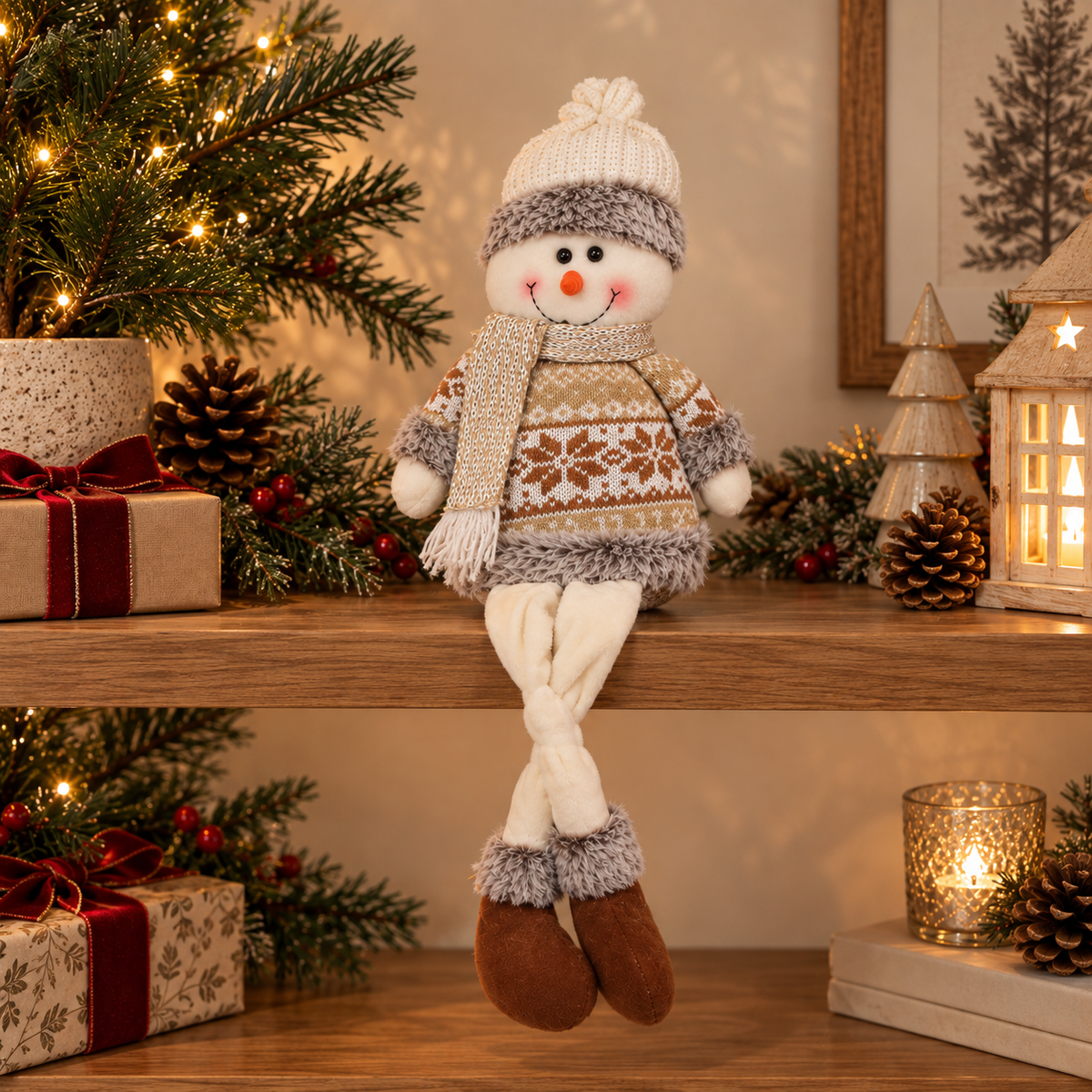 Bonecos de Natal decorativos Papai Noel, boneco de neve e rena para decoração de casa elegante