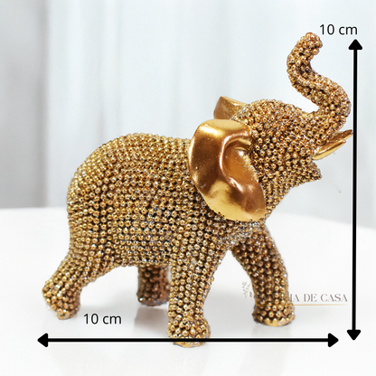 Enfeite de Resina Elefante Dourado com Brilho – Sofisticação e Prosperidade na Decoração