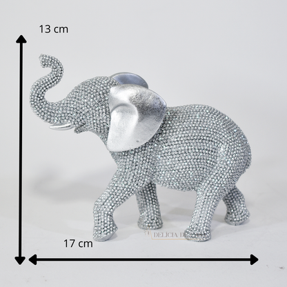 Enfeite de Resina Elefante Dourado com Brilho – Sofisticação e Prosperidade na Decoração