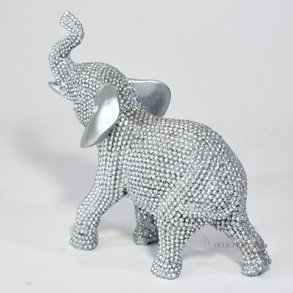 Enfeite de Resina Elefante Dourado com Strass – Sofisticação e Prosperidade na Decoração