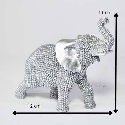 Enfeite de Resina Elefante Dourado com Brilho – Sofisticação e Prosperidade na Decoração
