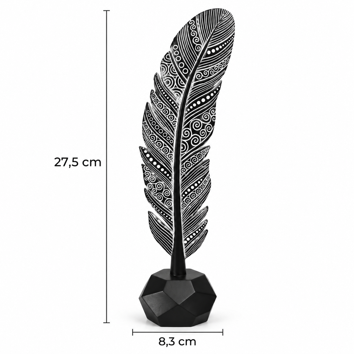 Folha Decorativa Pena Branca com Base Preta – Decoração Elegante para Casa