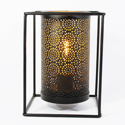 Luminária Decorativa de Mesa com Lâmpada em Metal Preto Decoração de Sala e Quarto Natal