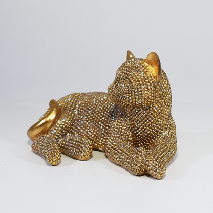 Escultura Decorativa Gatos Dourados com Brilho | Enfeite de Gatos Luxo para Decoração