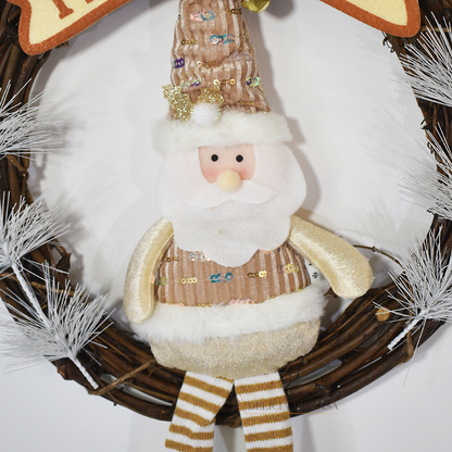 Guirlanda de Natal Papai Noel com placa Feliz Natal para porta