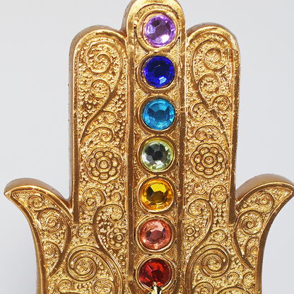 Incensário Porta Incenso Mão Hamsá 7 Chakras Buda - Oração e Meditação