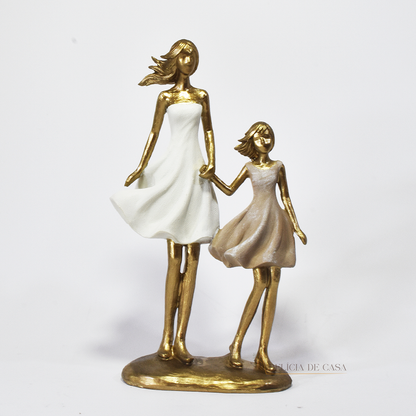 Escultura Família em Resina – Mãe e Filha Decoração para Casa Presente Dia das Mães 25x14 cm