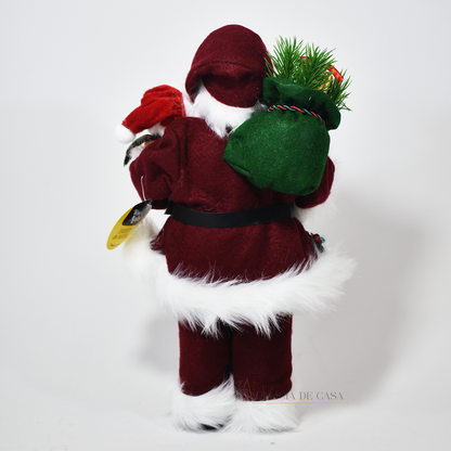 Papai Noel decorativo pequeno 30 cm com urso e presentes