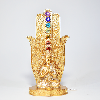 Incensário Porta Incenso Mão 7 Chakras Buda – Oração e Meditação Mão de Hamsá