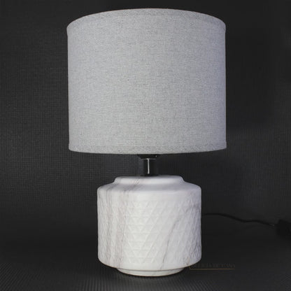 Abajur de Cerâmica Marmorizada com Tecido Bivolt Para Sala e Quarto de Cabeceira /1