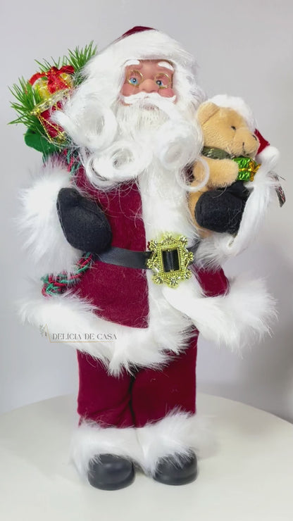 Papai Noel Decorativo com Urso e Presentes – Enfeite de Natal 2025