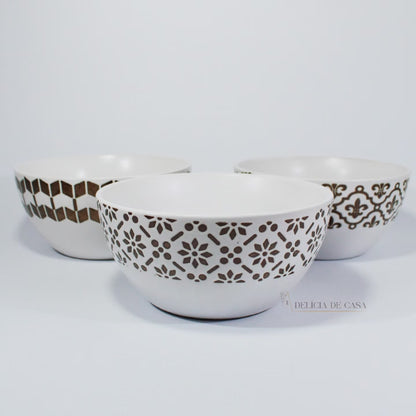 Bowl Tigela de Cerâmica Branco e Dourado Itens de Cozinha