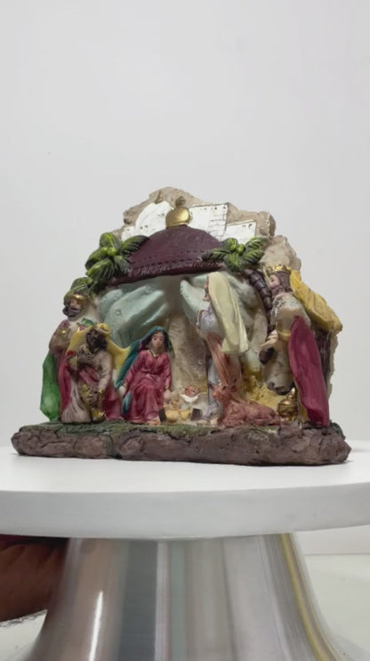 Presépio de Natal Decorativo em Resina – Sagrada Família com Reis Magos Decoração Natal Clássico e Abençoado